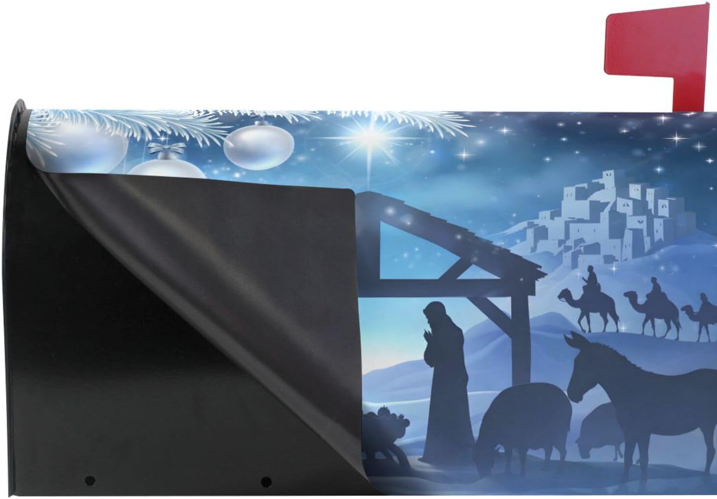 WOOR Nativity Christmas Abstract Magnetic Mailbox Cover MailWraps Garden Yard Home Decor for Outdoor Oversized-25.5" x20.8"
