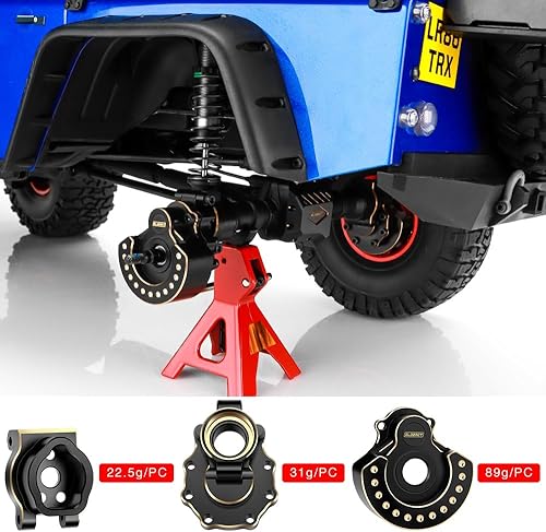Miniatura 5 de GLOBACT Kit de actualizaciones de latón para 110 TRX4 eje portal delantero y trasero interior y exterior carcasa portal cubierta diff soportes de