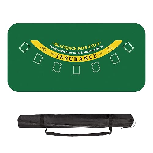Alfombrilla de Blackjack póquer de 180 x 90 cm, 10 jugadores Texas Hold'em Poker de goma para mesas