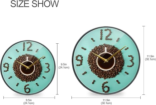 Miniatura 2 de ALAZA Reloj de pared divertido y creativo con taza de café, funciona con pilas, silencioso, sin tictac, para decoración de sala de estar, 12