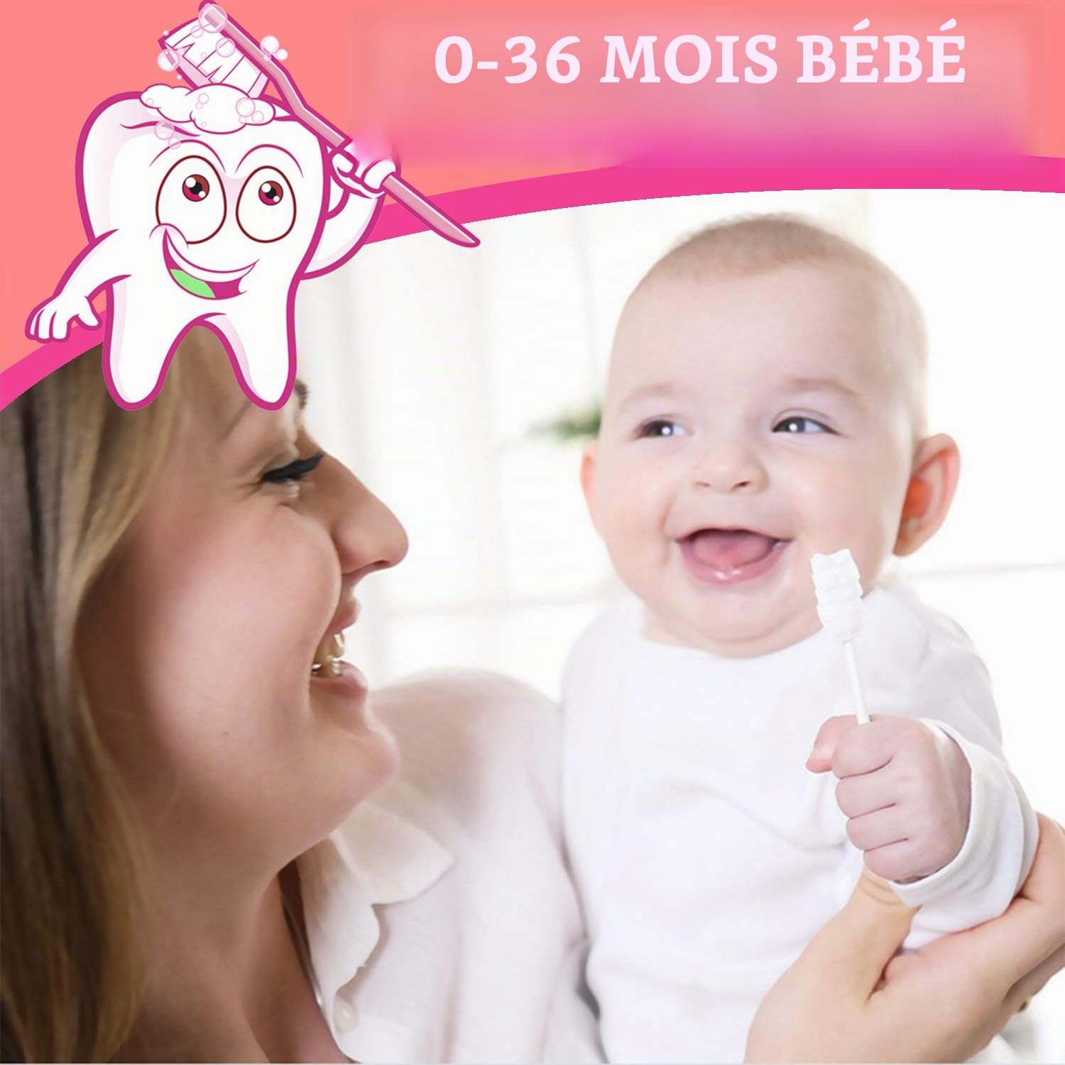 EASICUTI Lot de 42 brosses à dents jetables pour bébé de 0 à 36 mois + brosse à dents à 1 doigt