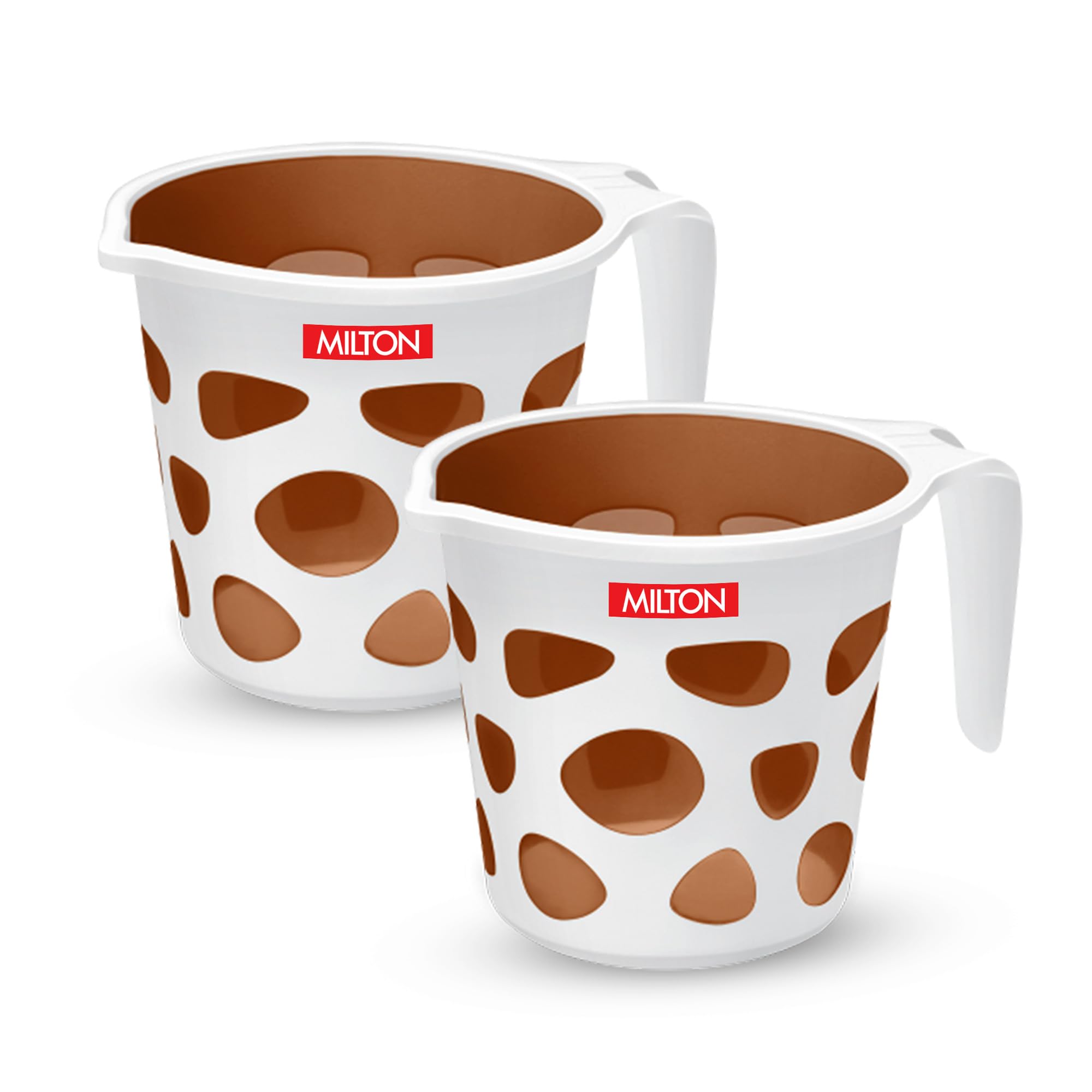 MILTON Duplex Plastic Mug Set of 2, 1 L Each | Lightweight & Unbreakable Bath Mug with Easy Grip Handle | Classy Design I Ideal for Bathing, Kitchen & Utility Use, Brown-image-31