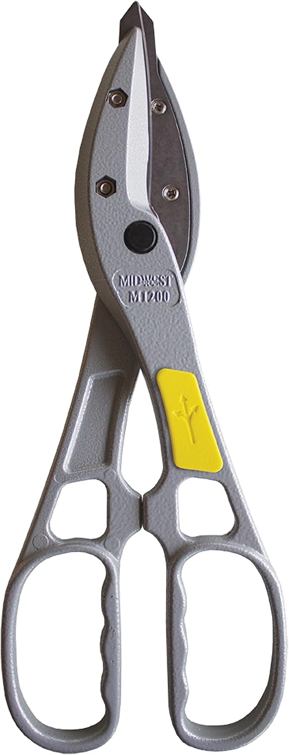 MIDWEST MagSnips Replaceable Blade Snip - Straight Cut Regular Sheet Material Cutting Shears, Made in the USA - MWT-1200