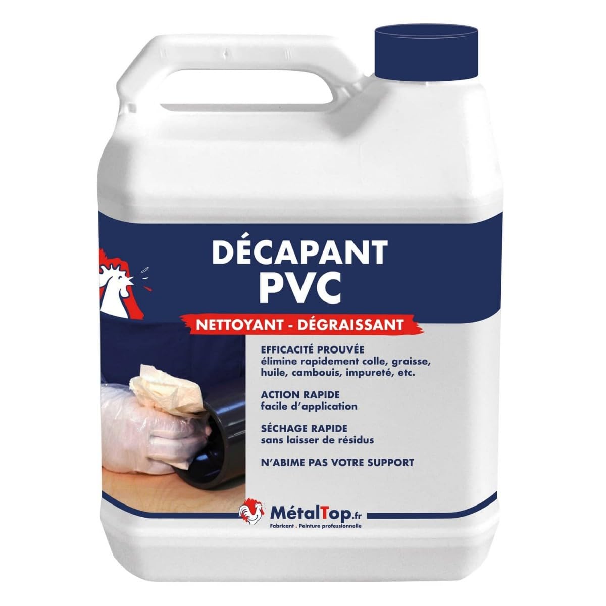 Metaltop - Decapant Pvc - 1 L - Nettoie, prépare et décape efficacement le PVC rigide