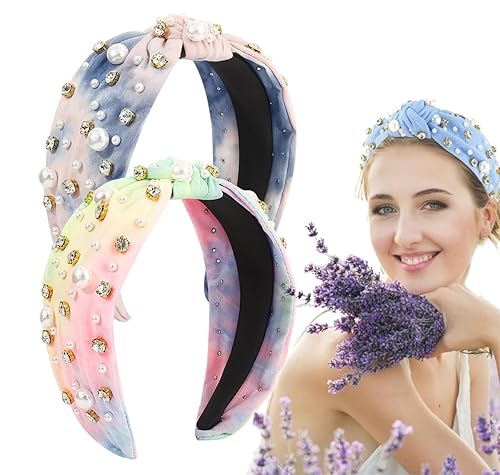 Miniatura 10 de JILIYUPA Diadema de carnaval con diamantes de imitación, turbante anudada en cruz, aro para el pelo, para carnaval, de terciopelo con torsión de