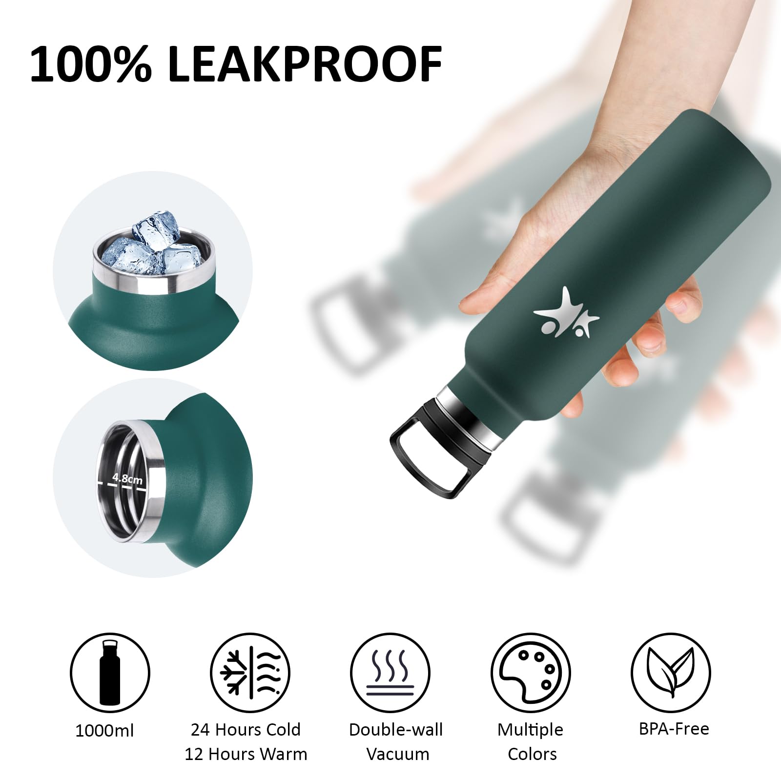 Borraccia 500ml, Borraccia Termica, Senza BPA, Borracia con Cannuccia, Senza Perdite, Bottiglia Termica, Doble Aislamiento, Borracce Termiche per Scuole, Campeggio, Uffici, Caffè, Viaggio, Yoga