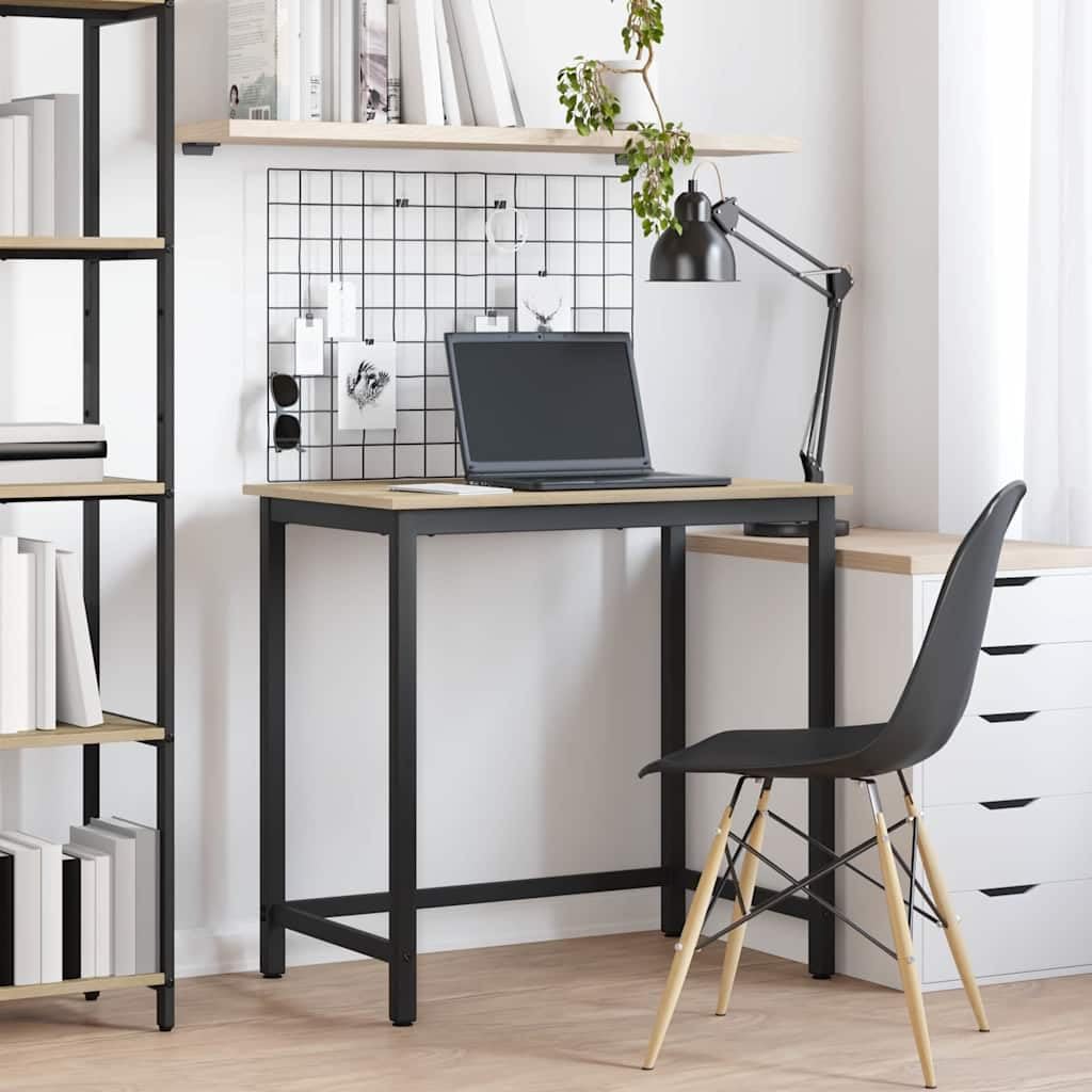Mesa de trabajo genérica regulable en altura 100 x 50 x 76,5 cm, escritorio moderno de madera de ingeniería y acero, mesa de estudio robusta para salón u oficina