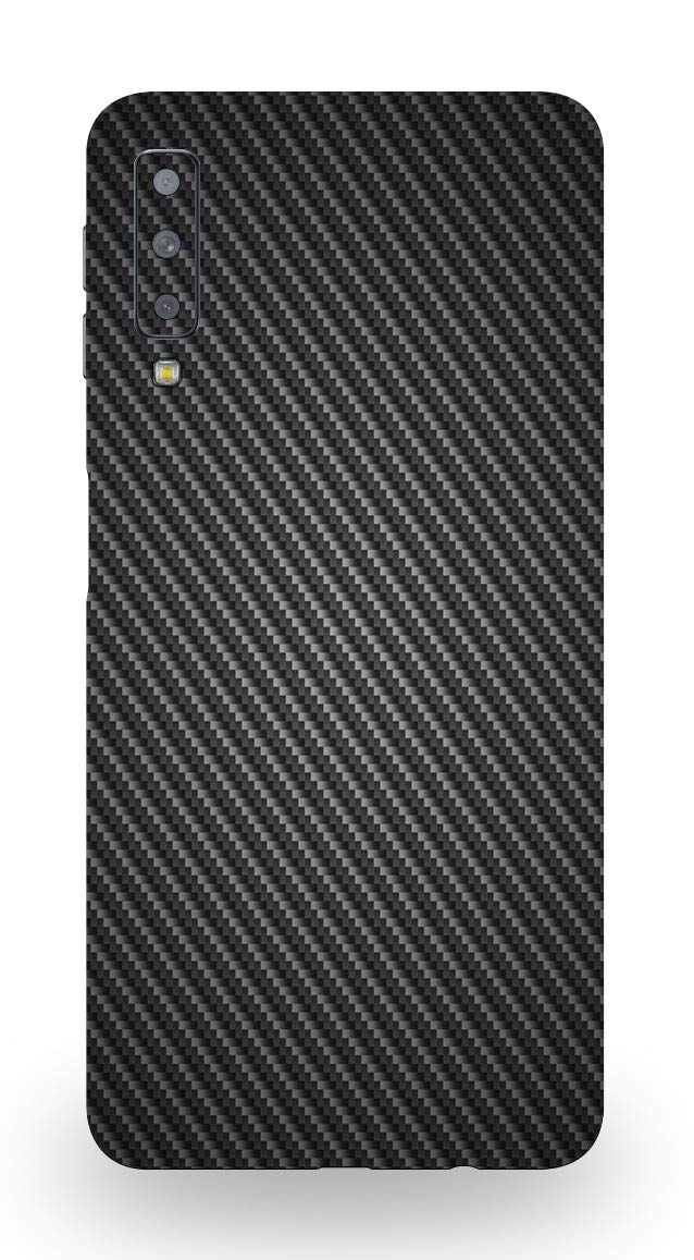 AtOdds™ - Black Carbon Fiber Mobile Back Screen Protector Skin wrap (Not Back CASE/Cover) for Samsung Galaxy A7 with Camera Protector (Back+Camera+Sides)