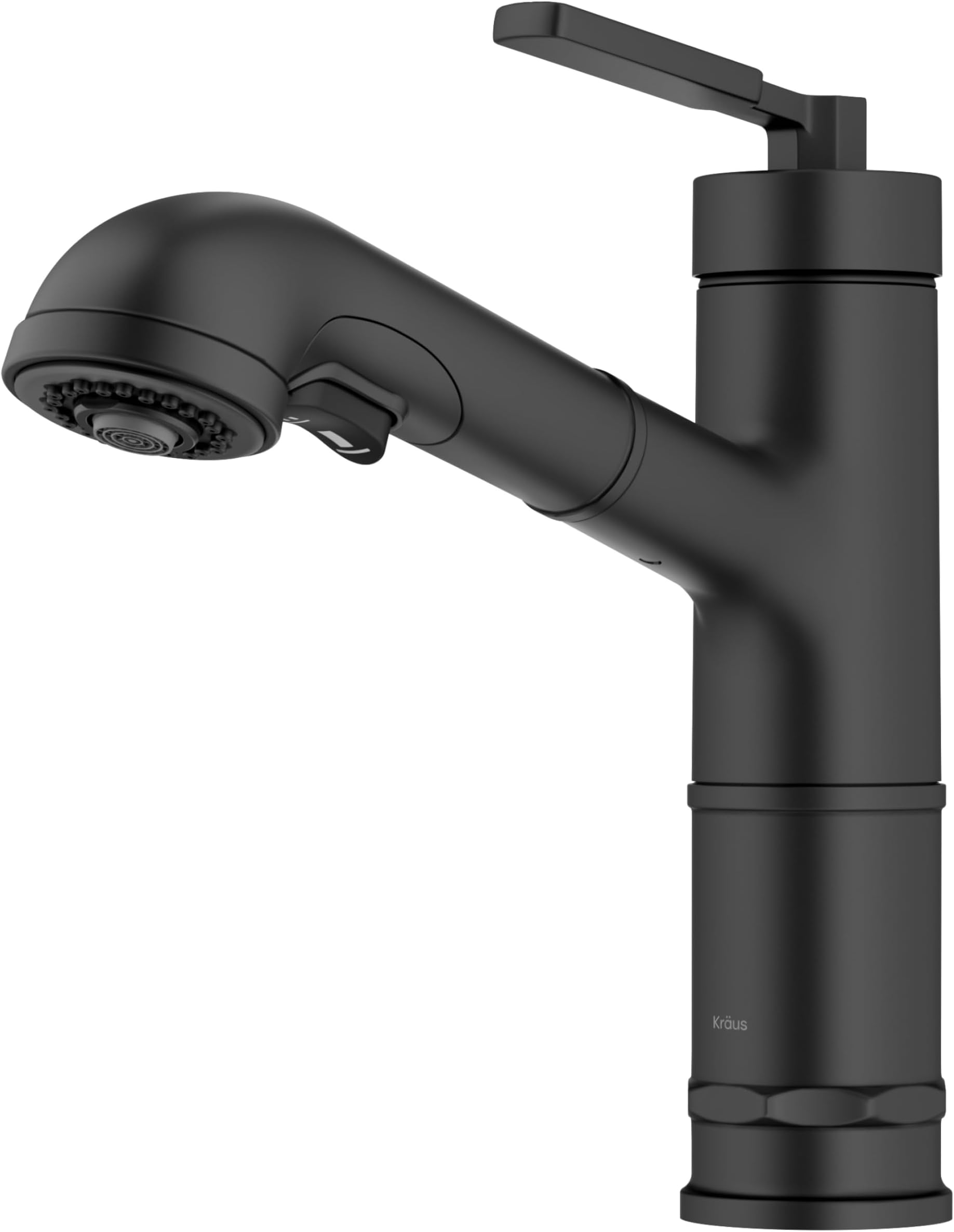 Allyn Industrial Pull-Out Single Handle Kitchen Faucet in Matte Black