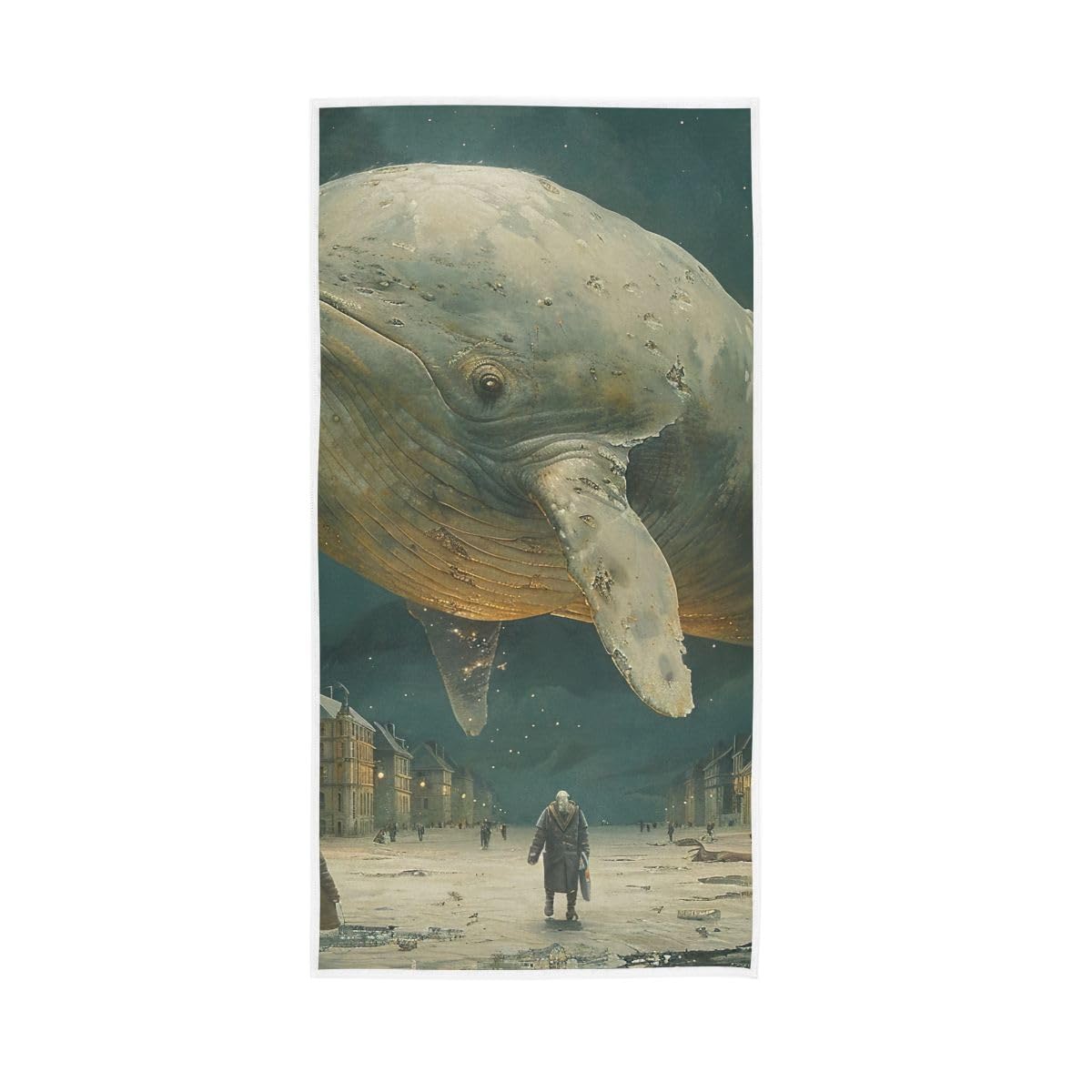 LSRCPD Retro Big Whale Hand Towel Soft Washcloths Spa Towels 15 x 30 Inch