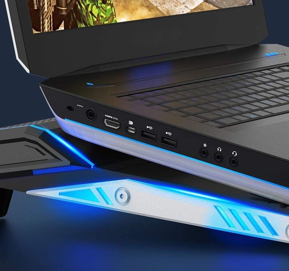 Laptop Cooling Pad Gaming Notebook Cooler for Up to 17.3 inch Laptop 2 Fans with Blue Light 2 USB Port And Colorful LED Light Laptop Cooling Fan Stand