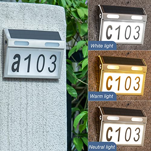 Número de casa solar para exteriores à prova d'água com luz solar, números de casa, placas de ender