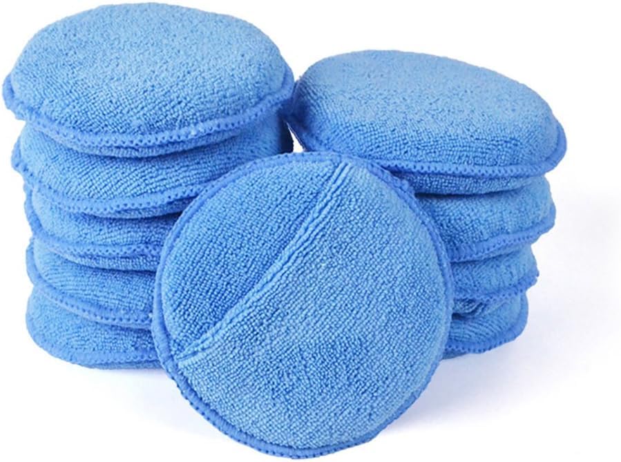 Generic Microfiber Wax Applicator, Ultra-Soft Microfiber Wax Applicator Pads with Finger Pocket Wax Applicator for Cars Wax Applicator Foam Sponge (Blue, 5"" Diameter, Pack of 5)