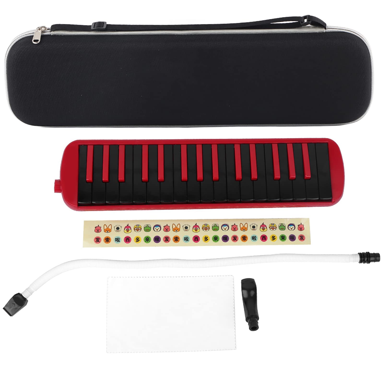 Strumento Melodica 32 tasti stile pianoforte, per principianti amanti della musica con bocchino e borsa per il trasporto nera(Rosso)