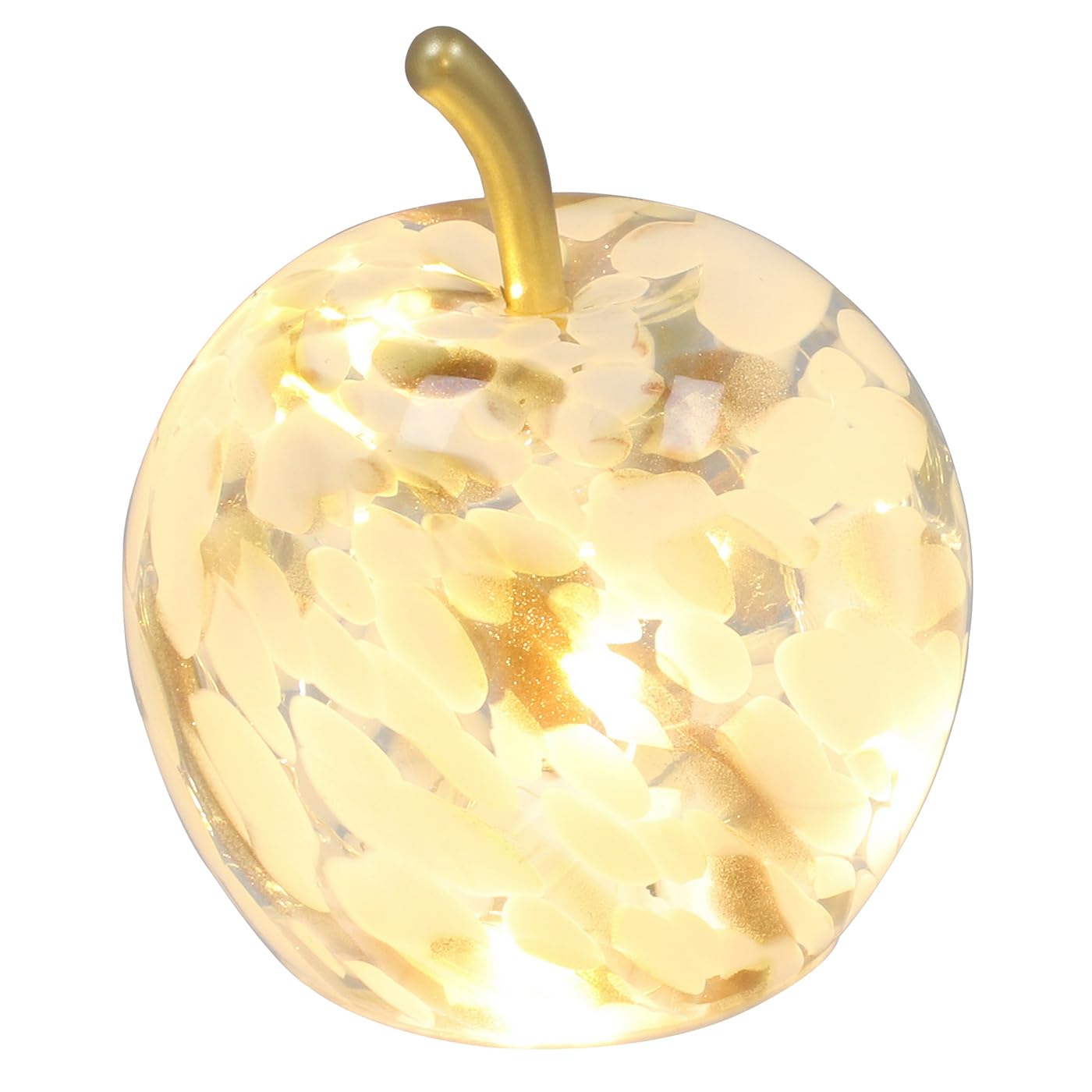 Shudehill Giftware Diamond Cut LED Glass Fruit Light Apple Mottle Amber Decorative Lamp Battery Operated Home Décor H: 11.5 W:10.5 D:10 cm