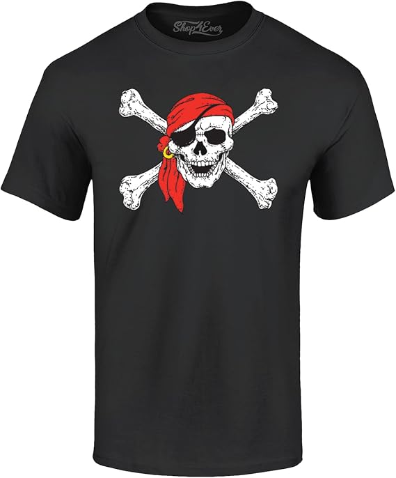 shop4ever Pirate Skull & Crossbones T-Shirt Pirate Flag Shirts, Black, XXL: Buy Online at Best Price in UAE