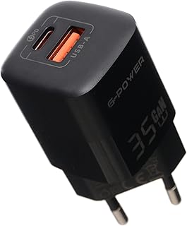 G-Power GP-C4 35W Dual USB-A and USB-C Charger Qualcomm Quick Charge 3.0 Compatible With iPhone 14/14 Plus/14 Pro/14 Pro Max/13, Galaxy, Pixel 4/3, iPad - Black