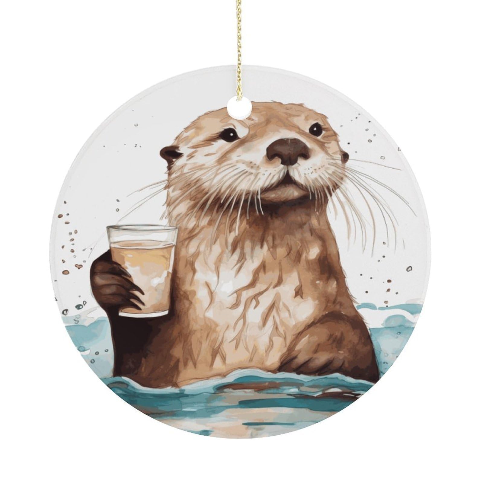 Adfgyerh Women's Style Sea Otter Hanging Ceramic Ornaments, Christmas Tree Decorations, Funny Home Decor Gifts For Sisters & Work Best Friends
