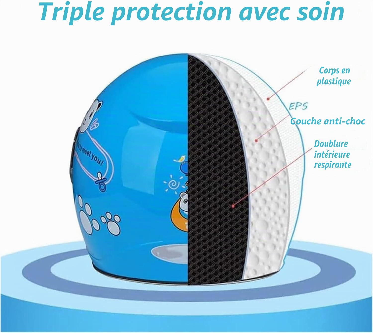 KENANLAN Casque de Moto et Vélo pour Enfants - Coupe Ergonomique pour l'Hiver (Rouge)