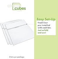 Vista 2 de Botes de basura desechables de 13 galones (paquete de 3) con bolsas bajas, contenedores plegables de basura y reciclaje para fiestas, eventos