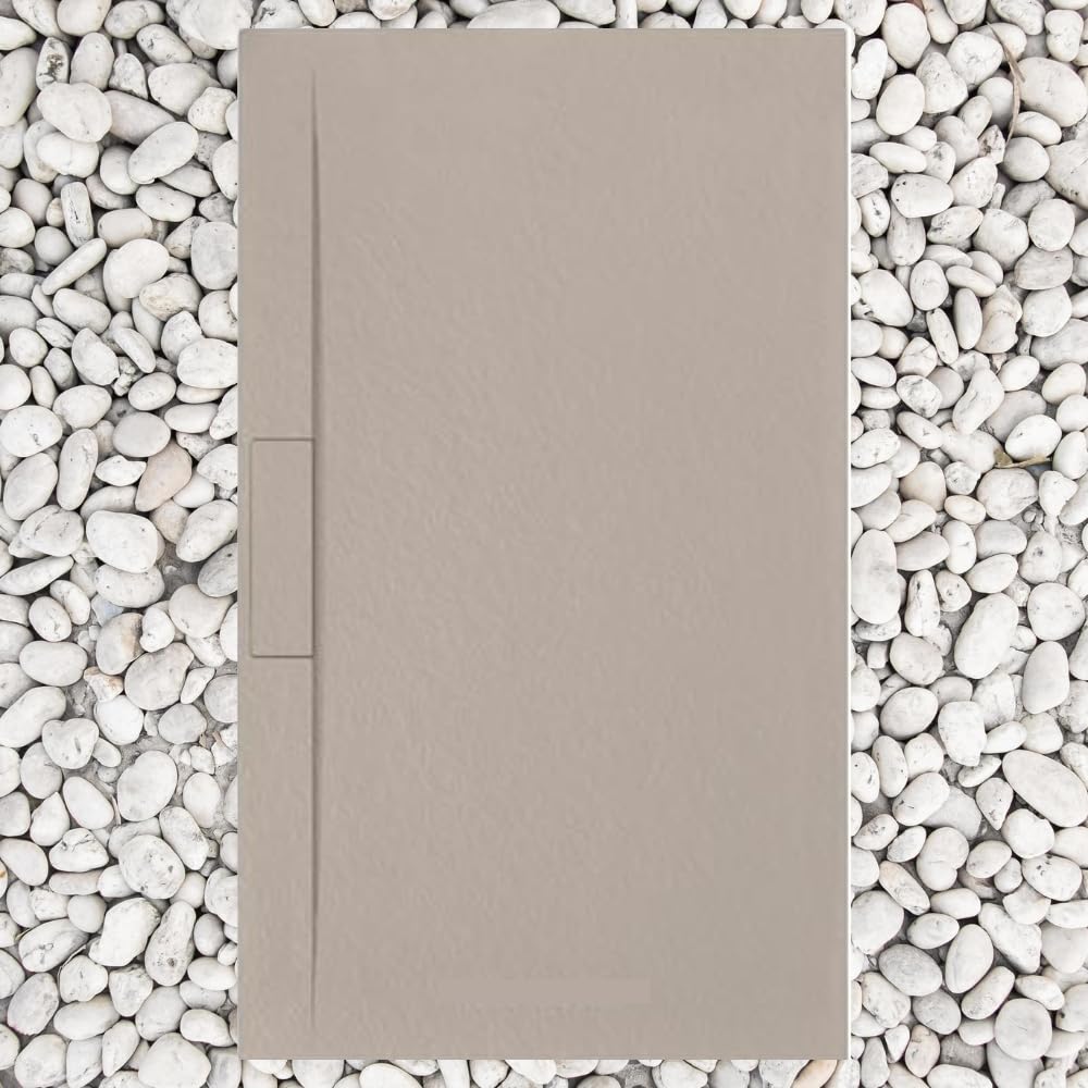 Brodzik prysznicowy 120 x 90 cm MOKA długa linia z żywicy i marmurowego proszku z boczną kratką z marmuru - FRAS
