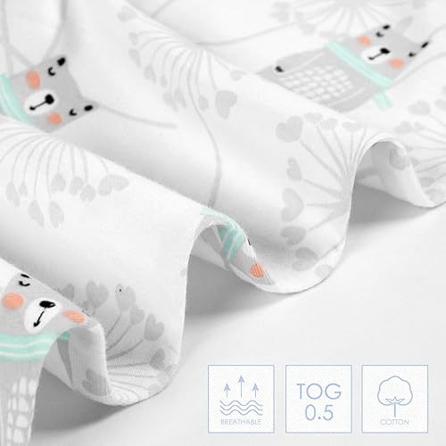 Miniatura 6 de TILLYOU Saco de dormir - Paquete de 2 mantas para bebé con cremallera de 2 vías, saco de dormir extrasuave de algodón sin mangas para bebés, oso y