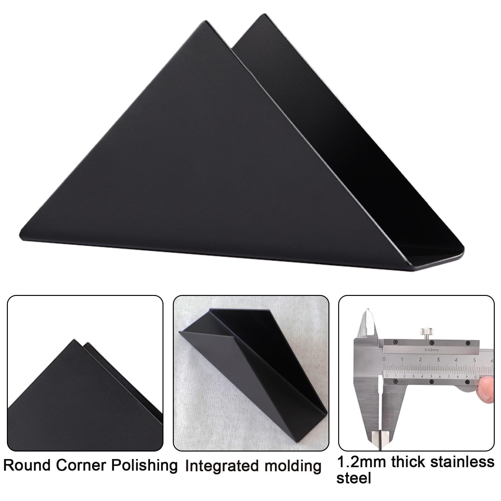 FAELNK Portatovaglioli in Acciaio Inox 2 pezzi Porta Tovaglioli in metallo Portatovaglioli Verticale Design Triangolare per Piani Cucina Tavoli da Pranzo Tavoli da Picnic Cucina Bar Nero