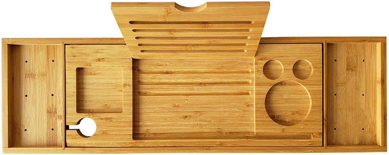 Portable Freestanding Caddy Tray Tub Shelf,Expandable Wooden Bath Tray for Tub,Compatible with Most Bathtubs and Bathroom Decors(Color1)