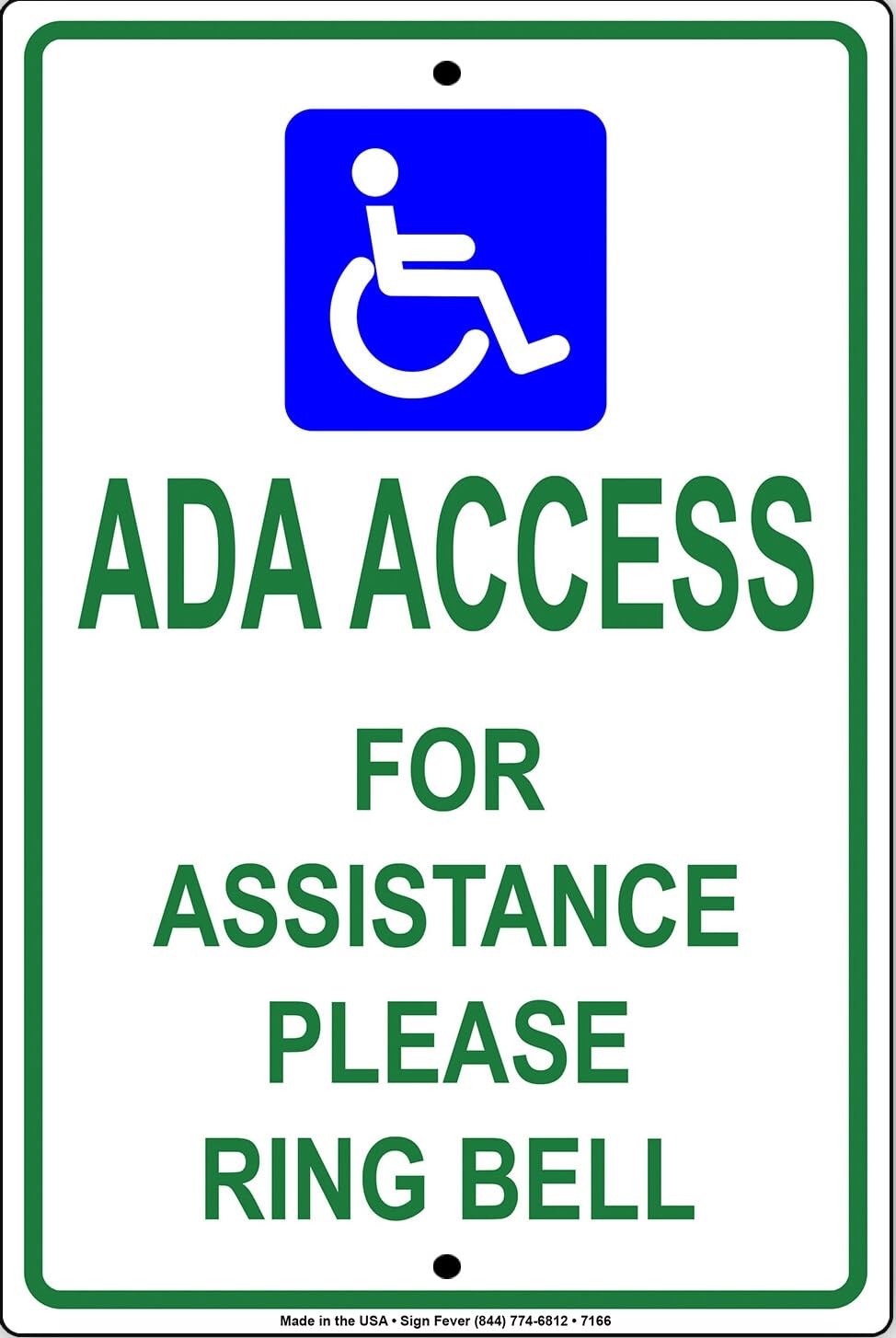 ADA Access Assistance Please Ring Bell Handicap Disabled Safety Sign