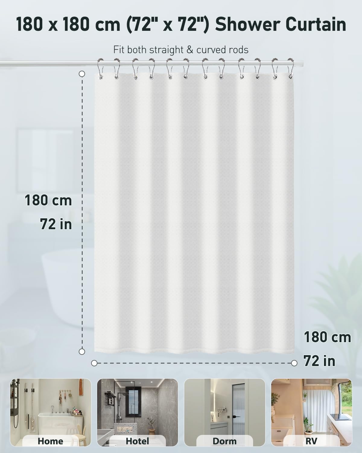 Uniclife White Shower Curtain - Image 3