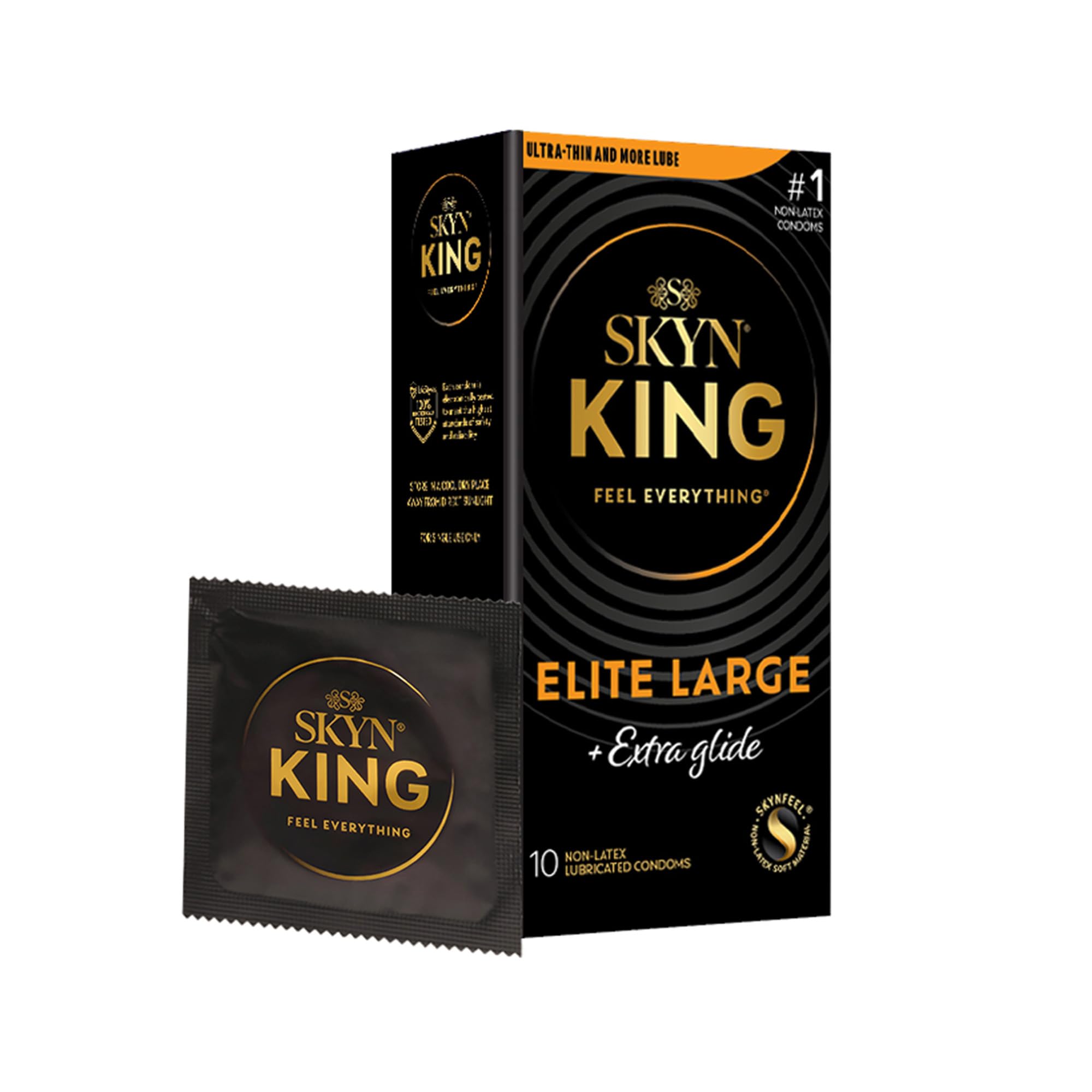 SKYN King Elite Large Extra Glide Non-Latex Condom 10 Count King Extra Glide 10 Count (Pack of 1)