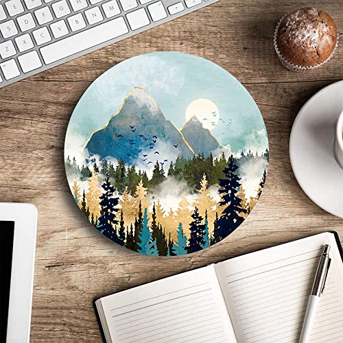 Armanza Round Mouse Pad, Abstract Mountain Design Mouse Pad, Custom Cute Mouse Pads For Desk, Washable Cloth Gaming Mousepad, Non-Slip Rubber Computer Small Mouse Pads For Wireless Mouse #TOP4