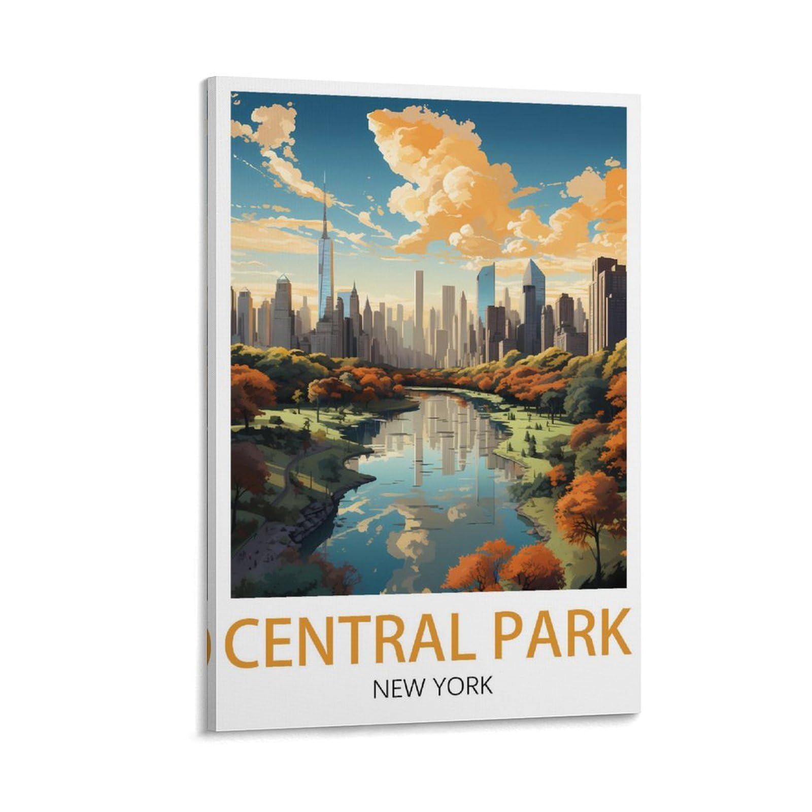 LOLWNNI Central Park New York Vintage Travel Posters 08x12inch(20x30cm) Canvas Wall Art Print Picture Paintings for Living Room Bedroom Decor