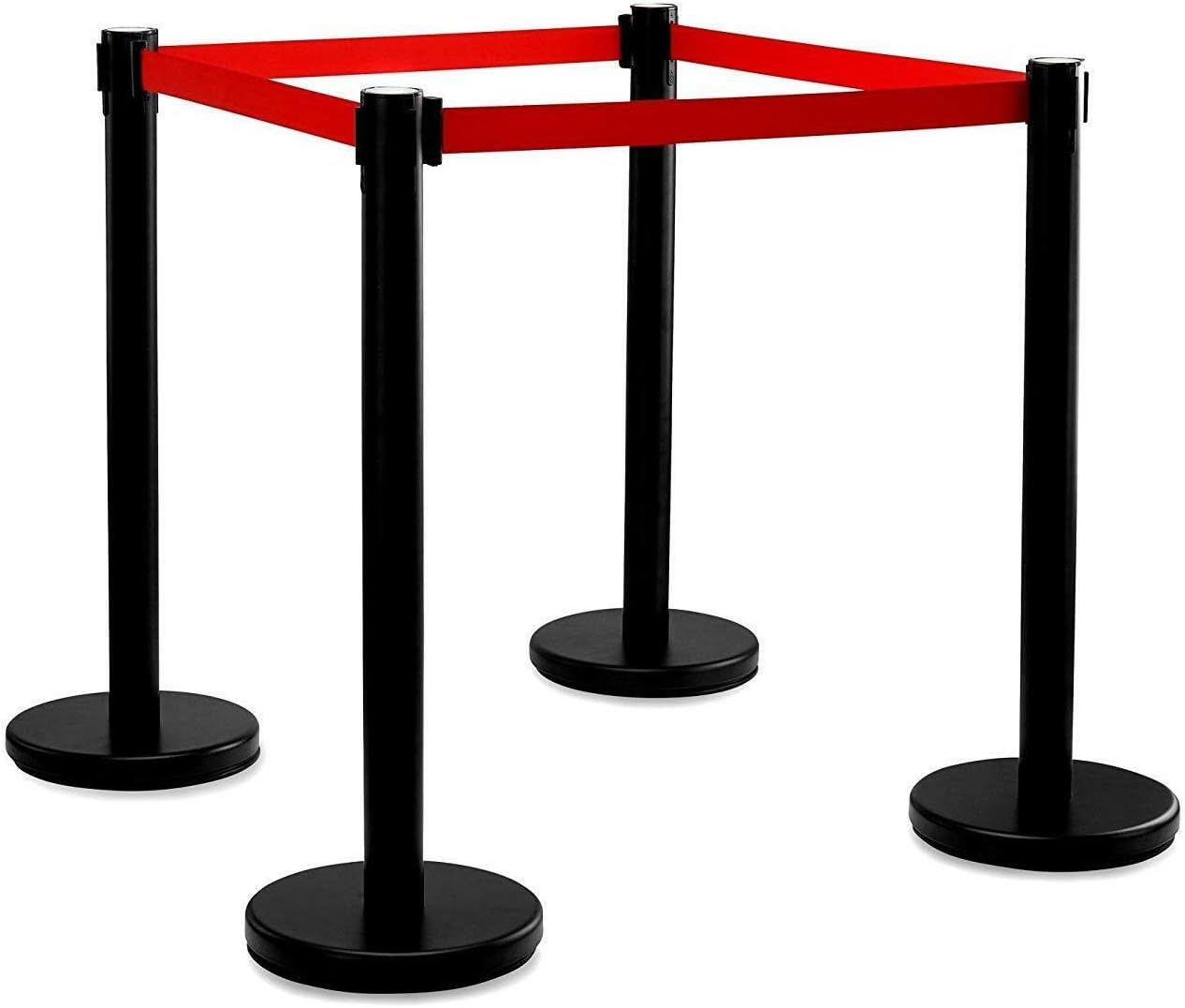 BLACK HEAVY DUTY RETRACTABLE CROWD CONTROL BARRIER POST QUEUE BELTS POLES SETS RETRACTABLE/STRETCH