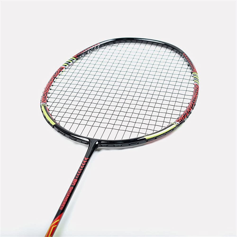 Carbon Fiber Composite 2 Player Badmintonschläger, Integrierter Formstruktur, Darunter 2 Schläger, 3 Nylon-Shasttlecocks Und 2 Tragebeutel,Rot