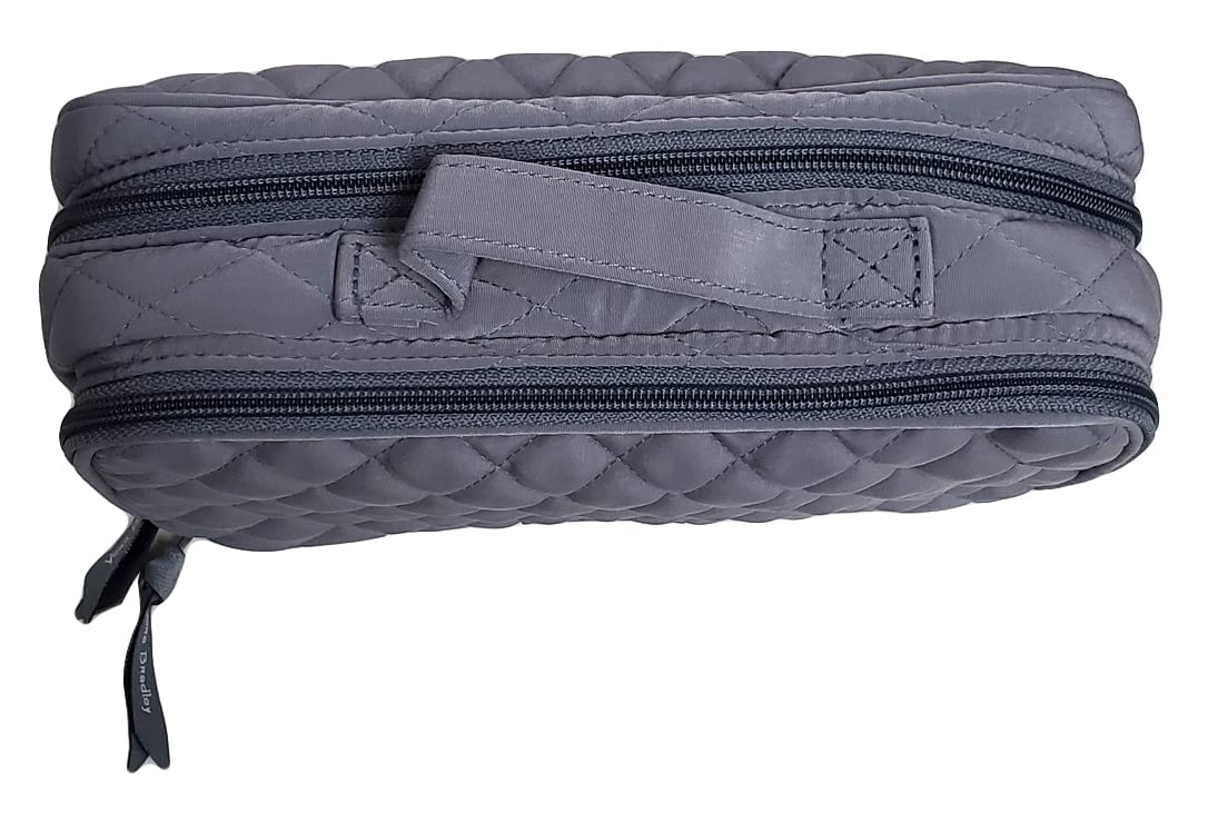 Vera Bradley Trousse de maquillage emblématique pour fard à joues et pinceaux Taille M, Gris carbone., Trousse de maquillage emblématique pour fard à joues et pinceaux Taille M