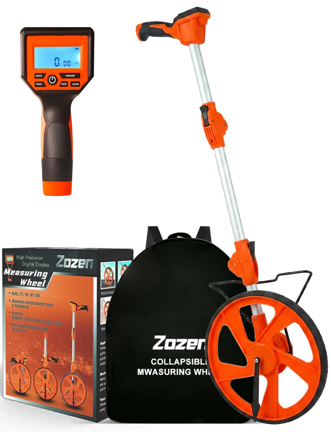 Zozen Digital Measuring Wheel - 12.5" Orange Roller -1