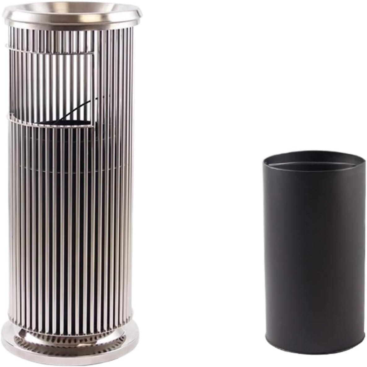 Outdoor Bin Commercial Trash Can Dustbin Outdoor Trash Can Hotel Vertical Trash Can with Separate Inner Bin for Hotel Ktv Elevator Hotel Garbage,Silver-73cm (Silver