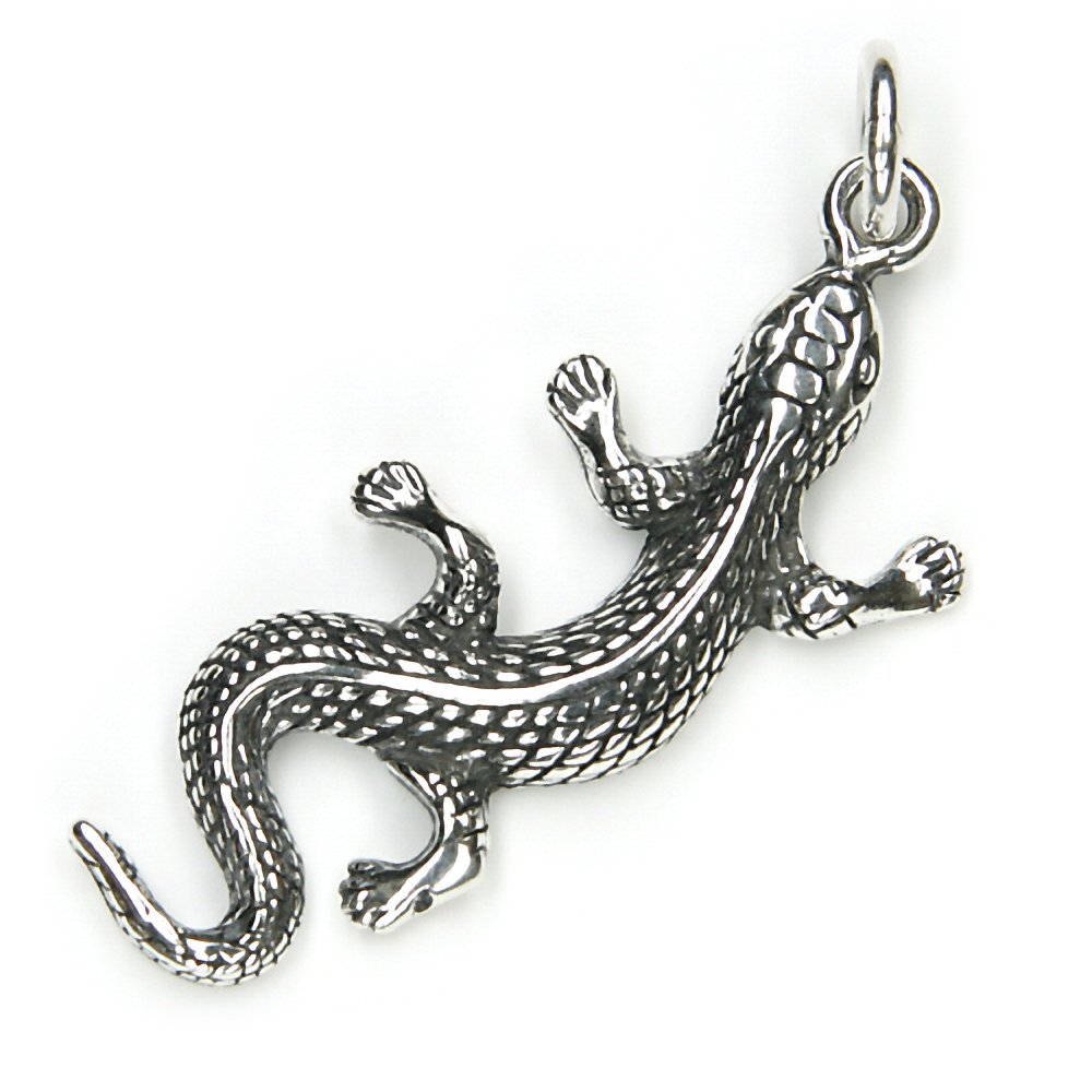 Anhänger Gecko Schmuck Silber Anhänger Echse 925er Silberschmuck fein gearbeitete Eidechse