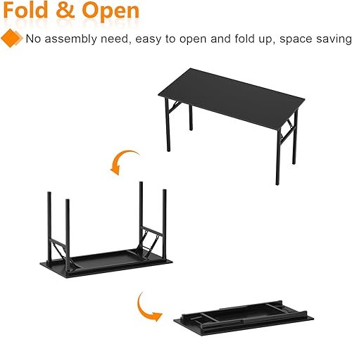 Miniatura 6 de Need - Escritorio plegable para computadora de 39.4 pulgadas, mesa de oficina, escritorio de escritura, trabajo, estudio, para niños, estudiantes,