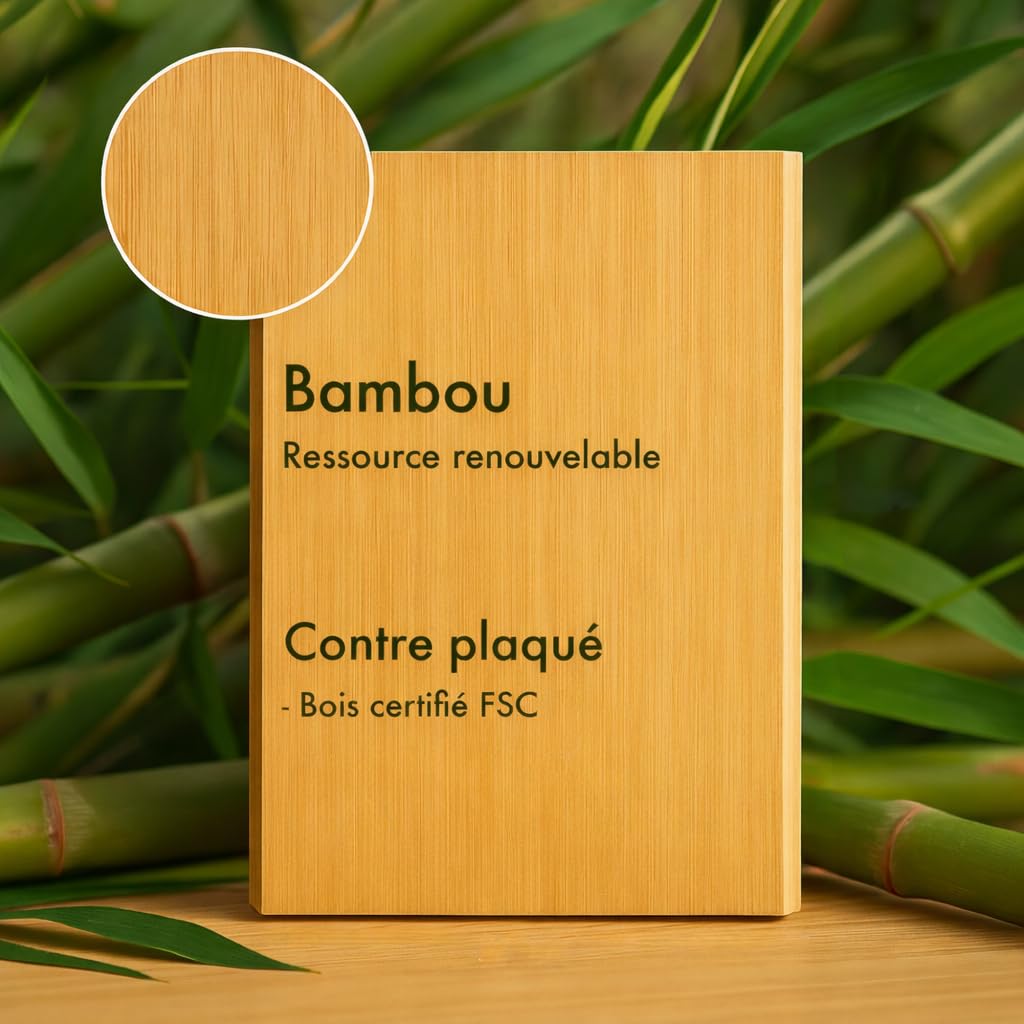 Lot de 20 Panneaux Contreplaqué Bambou A4 (29,7×21 cm, 3 mm) – Bois écologique pour Découpe Laser fort contraste, Gravure, Pyrogravure, Modélisme 3D et miniature, DIY et Peinture, Cadeau.