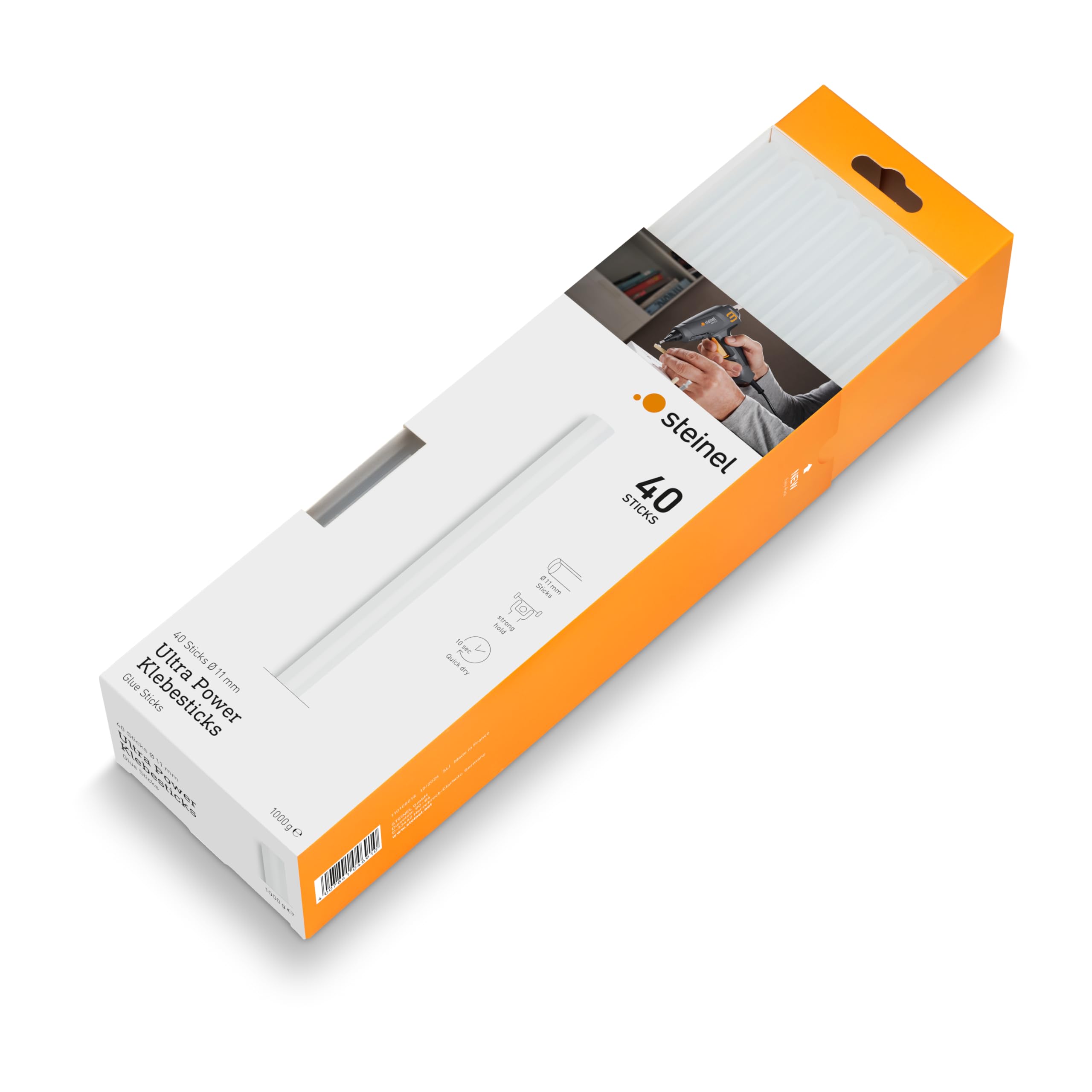 Steinel 70062 Ultra Power Glue Stick, 1000 g, 40 Pieces, Transparent