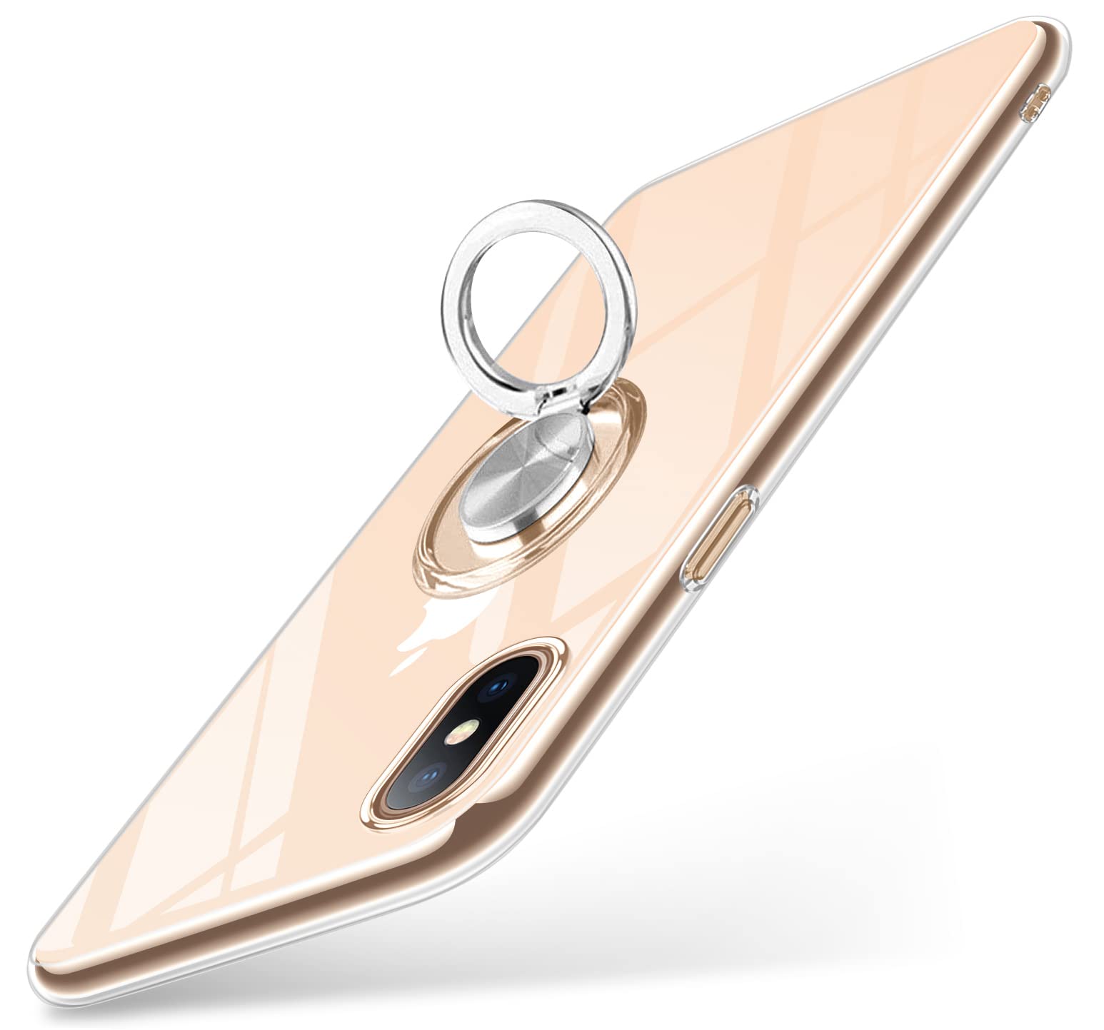 ZHIYIWU iPhone Xs Max Case Crystal Clear Anti-Scratch Silicone Cover  with Ring Holder Kickstand Shockproof Flexible TPU Bumper Protective Phone