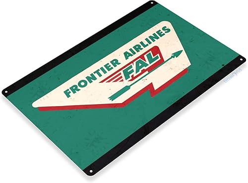TIN SIGN Frontier Airlines Retro Comercial Aviación Letrero Metal Decoración C611