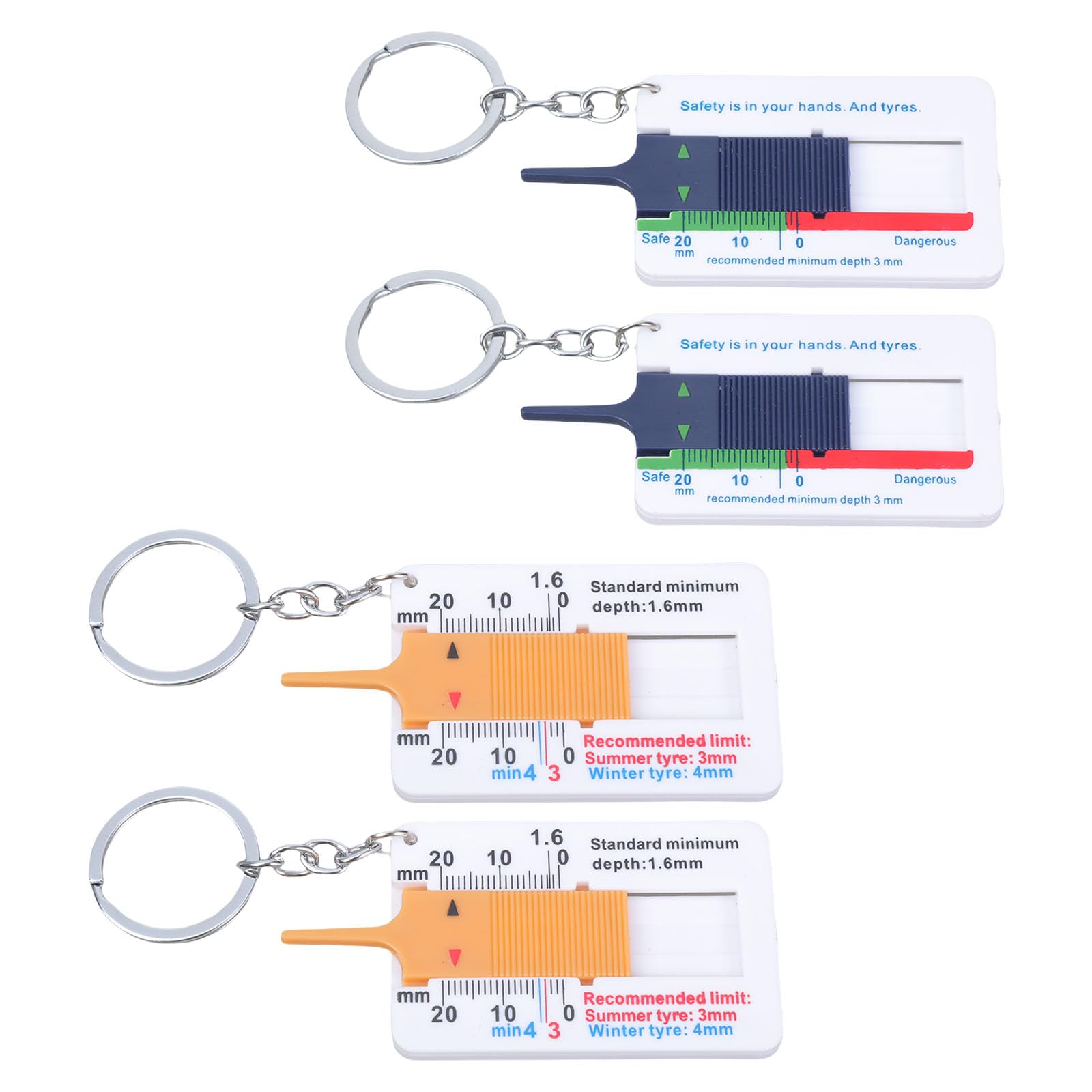 4pcs Tire Treads Checker 0 to 20mm Measurement Scale Lightweight Designs Measurement for Vehicle Tire Analysis Depth Measure Tool