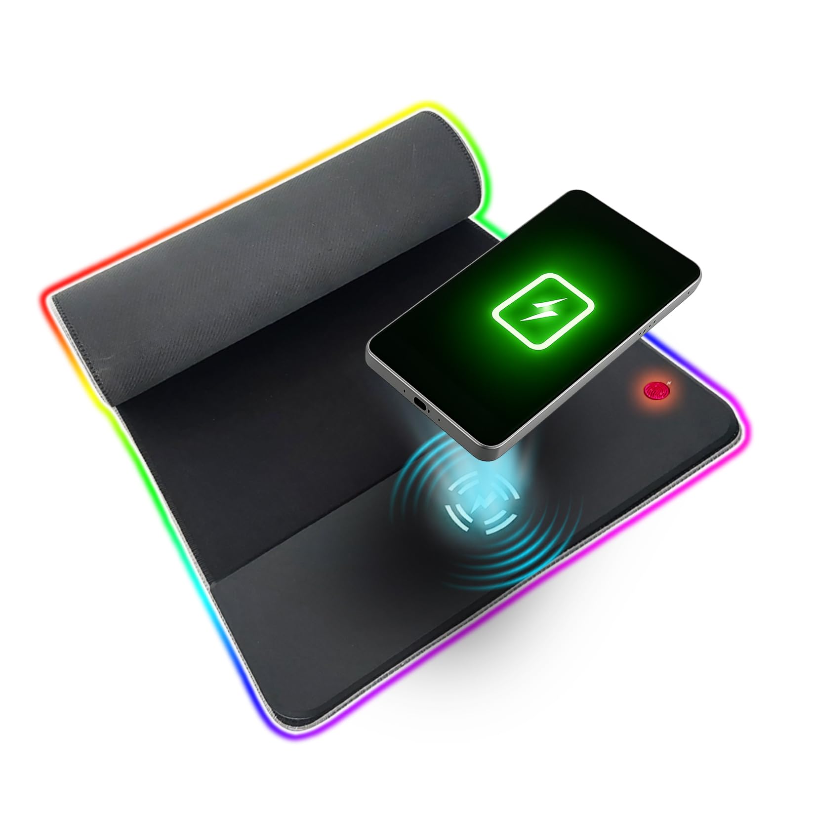 Tapis de Souris Gaming RGB XXL Premium Anti-Dérapant - Chargeur Induction 15W - 10 Modes LED - Tapis Bureau Gamer 2 en 1-800x300 mm - Chargeur sans-Fil Fast-Charge