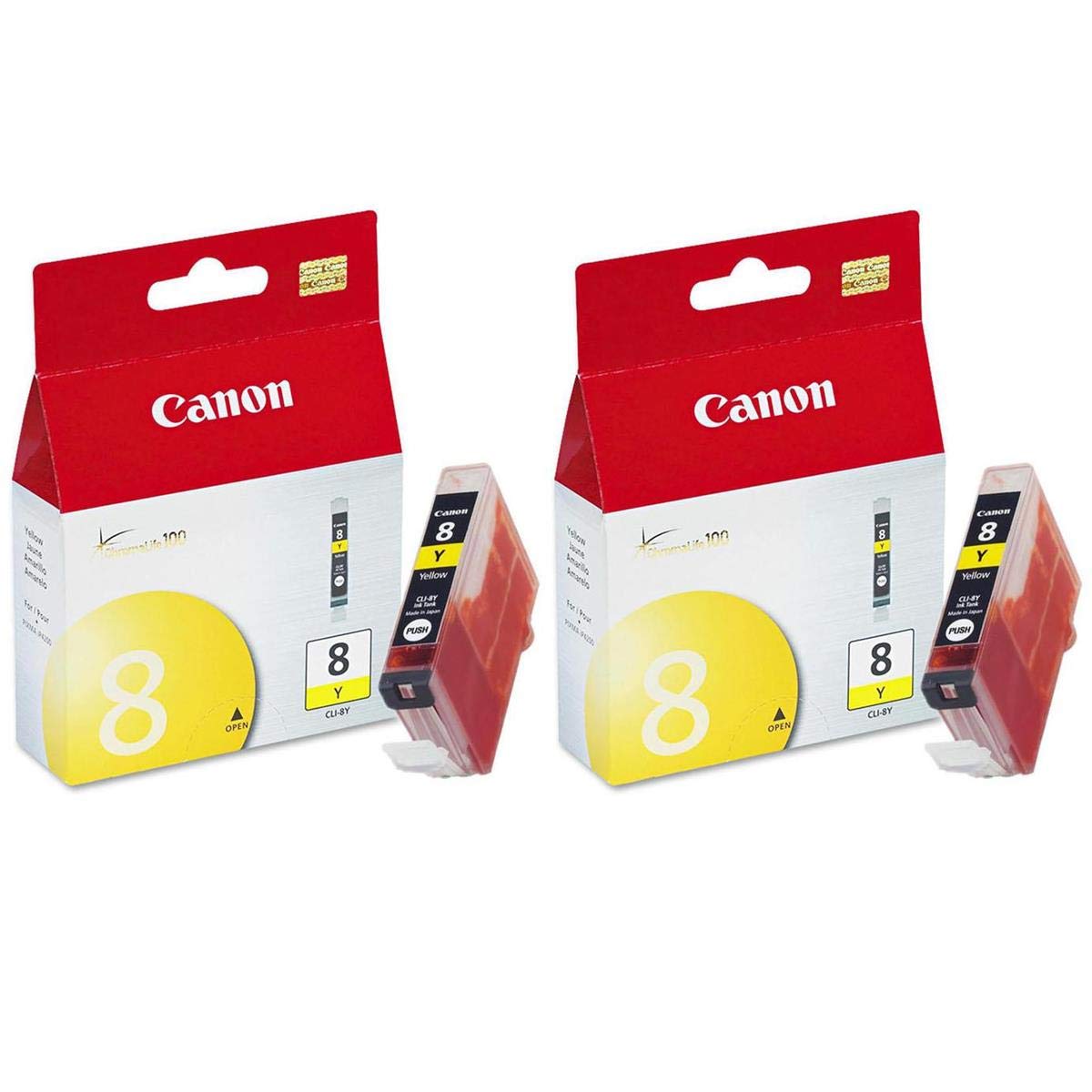 Canon 2 Pack CLI-8Y Yellow Ink Cartridge for Select PIXMA iP, MP, MX and PRO Series Printers
