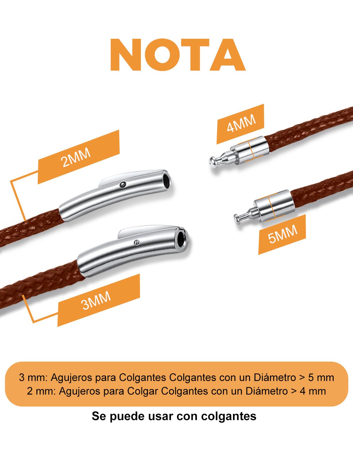 Richsteel Collar Cuello de Cordones Trenzados Impermeables con Cierre Eficaz para Mujeres Hombres, 2mm / 3mm Grosor 41cm - 76cm Largo [Negro/Marrón]