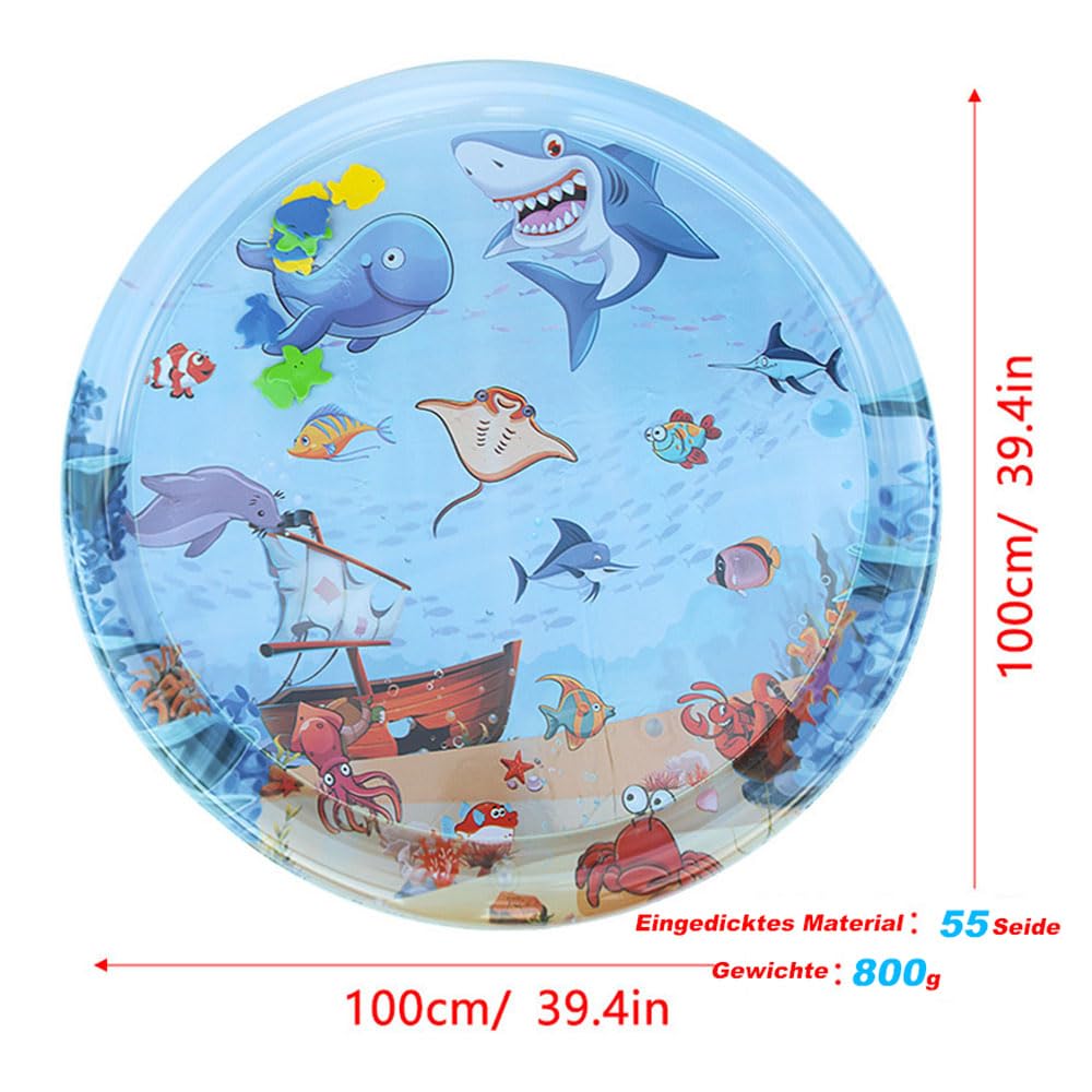 Φ100cm Sensorische Wassermatte Katze,Wassermatte Für Katzen Im Sommer,Wassersensorische Spielmatte,Verdickte 55 Seide Spielwasser-Sensormatte Für Kleine Hunde Und Katzen