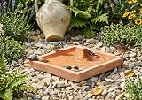GartenGees Untersetzer als Vogeltränke nutzbar eckig frostfest Terracotta Größen wählbar (26 cm)